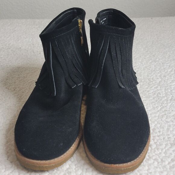 Kate Spade Women's Size 7.5M Round Toe Fringe Ankle Gold Side Zip Boots Black - Picture 2 of 12